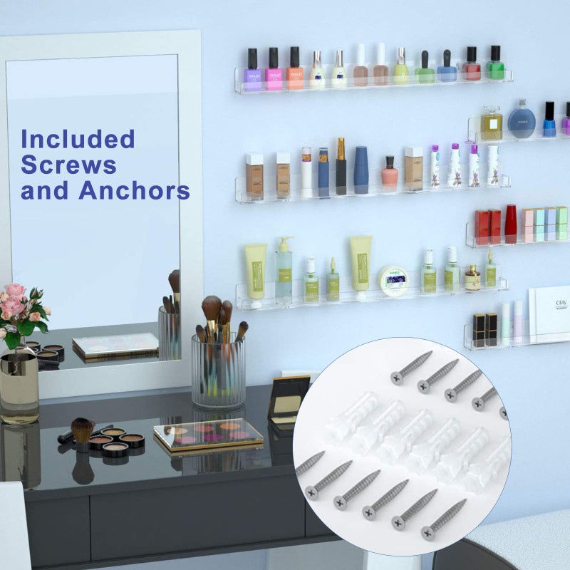FEMELI 24 Inch Nail Polish Wall Rack: 6 Shelves Clear Acrylic Nail Polish Holder Organizer for 130-180 Bottles (24 Inch, Clear) - Image 4
